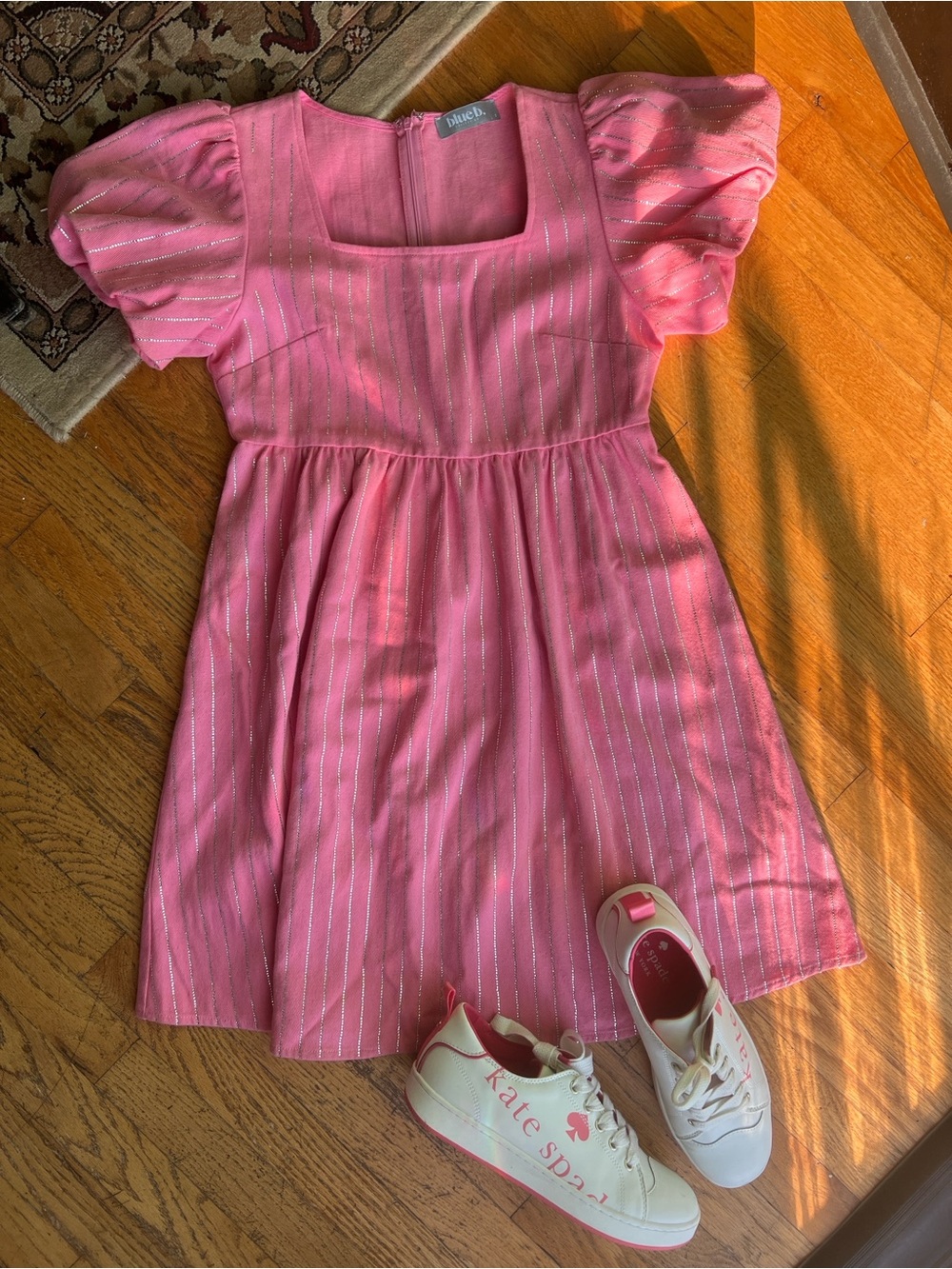 Blue b Pink Mini Dress with Silver rhinestones Stripe Detail. Size small 💕
